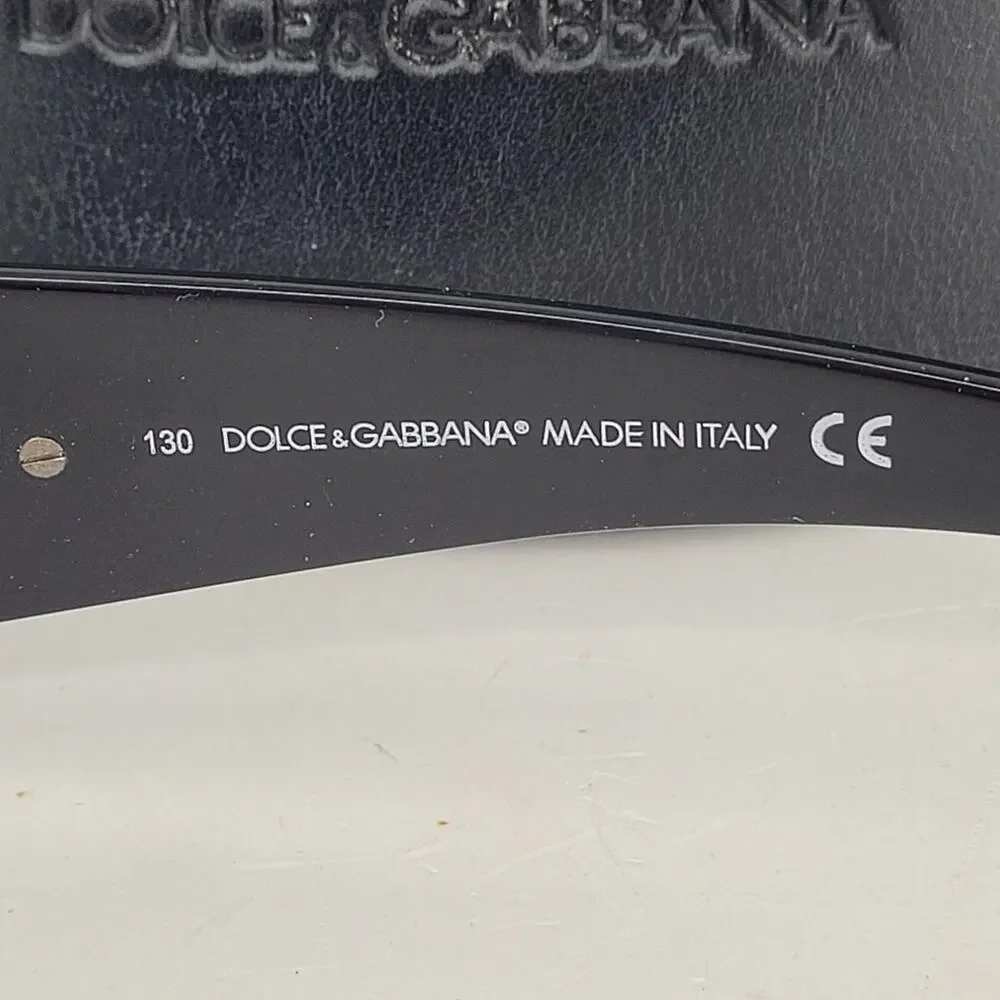 Dolce & Gabbana DG834S‎ Black Acrylic Wrap Rimmed Logo Sunglasses